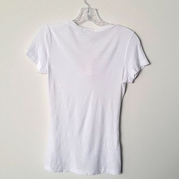 NWT James Perse 0 XS Sheer Slub Casual V Neck Tee Shirt Top White Short Sleeve - Picture 6 of 12